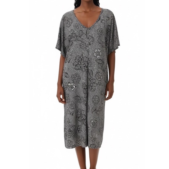 J. Jill Dresses & Skirts - J.Jill Wearever Collection Black Floral Sheath Dress‎ XL Beach Vacation Light